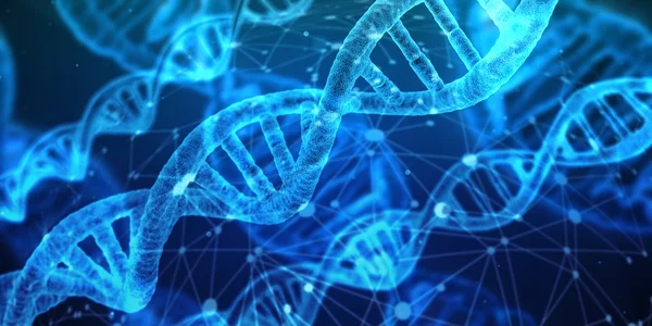 Blue strands of DNA