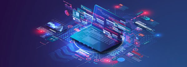 Demonstrate - AI App Development - Laptop graphic beaming da