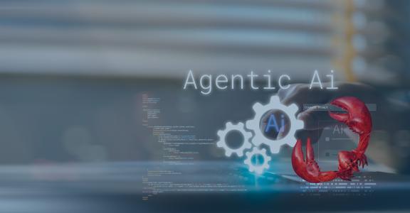 Concept of agentic AI with a lobster claw