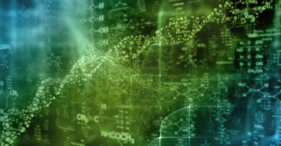 Visually attractive backdrop made of conceptual atoms, molecules and fractal elements suitable as element for layouts on biology, chemistry, technology, science and education