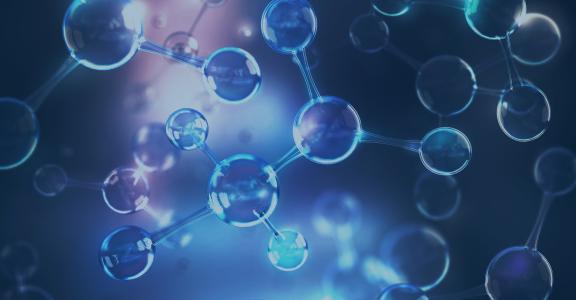 Energy of molecule or atom, Abstract atom or molecule structure for Science or medical background, 3d illustration.