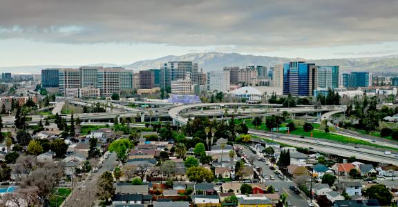 Overview of Silicon Valley on a bright afternoon
