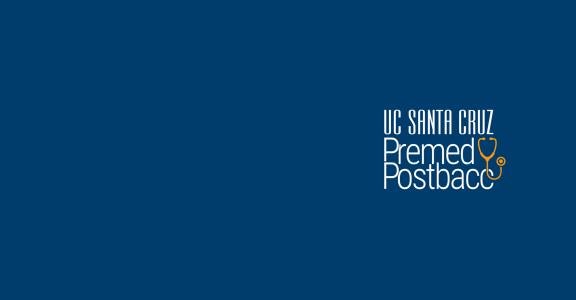 uc santa cruz premed postbacc logo against dark blue background