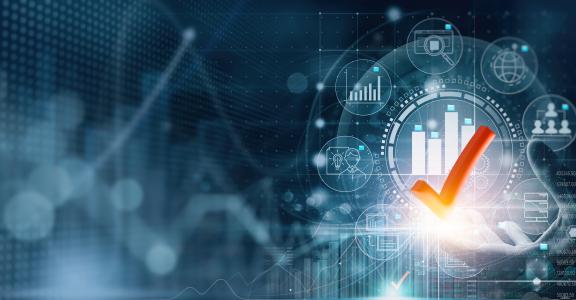 Business hand Worker showing Standards quality Assurance control standardisation and certification concept.