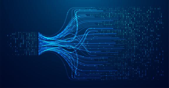 Abstract infographics visualization. Big data code representation. Futuristic network or business analytics. 