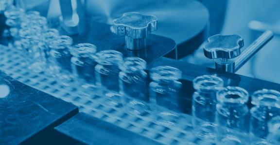 Vaccine vials blue overlay
