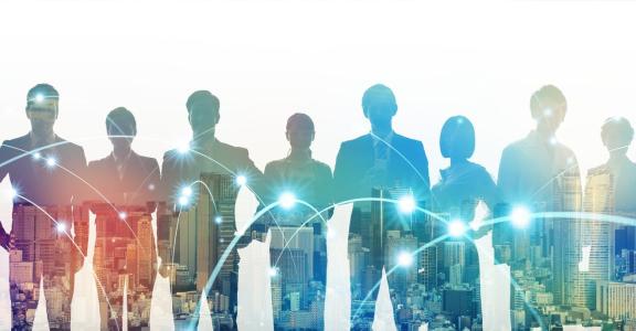 Professional credit: silhouette of a group of businesspeople