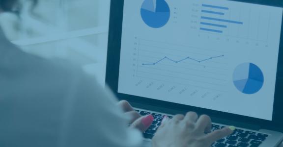 person looking at graphs on laptop