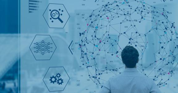man staring at network diagram