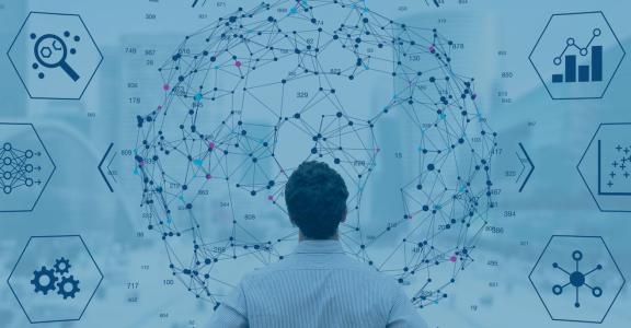 man staring at network diagram