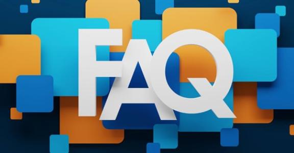 FAQ with colorful squares spreading across page