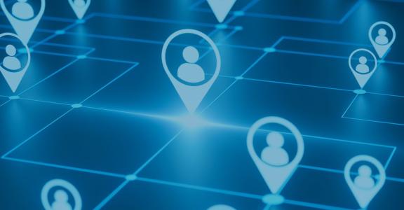 Network of user locations, with user icons