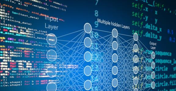 Machine Learning: colorful lines of data showing input layer