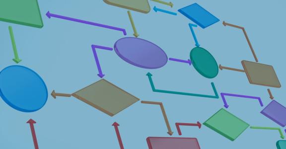 Illustration of flow chart with different colorful shapes