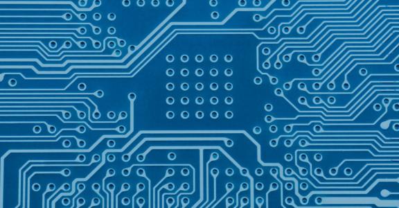 Blue and white computer motherboard