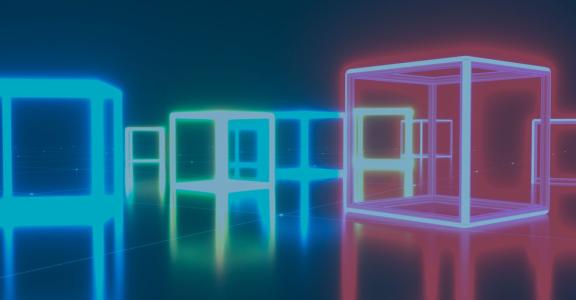 neon colored 3d cubes