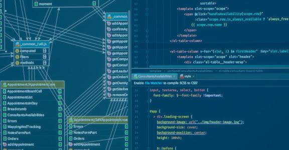 colorful code and linked database tables