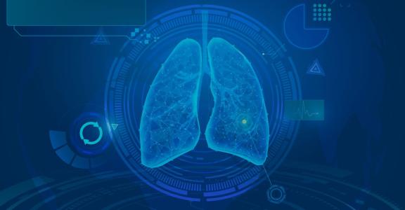 Blue lungs inside blue bubble