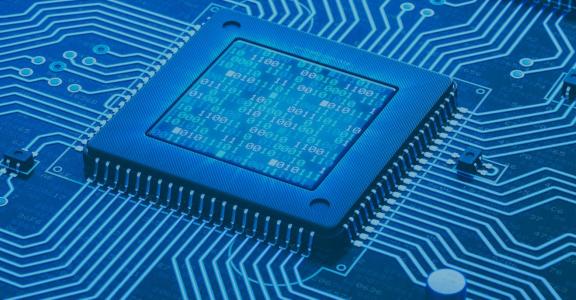 Neon blue microchip