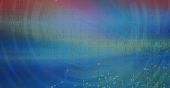 abstract multi-color image with graphics of interconnected o