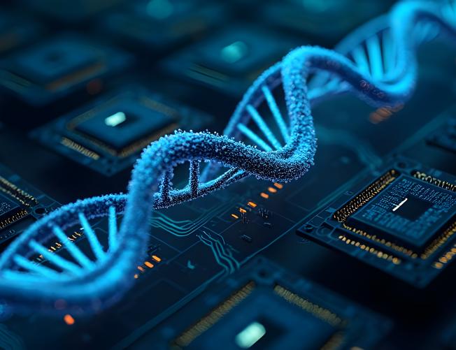 DNA strand over silicon chips