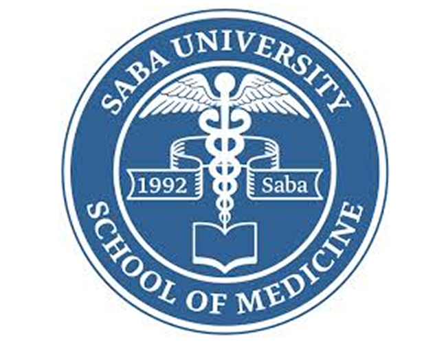 blue, round logo of SABA University School of Medicine, 830x640