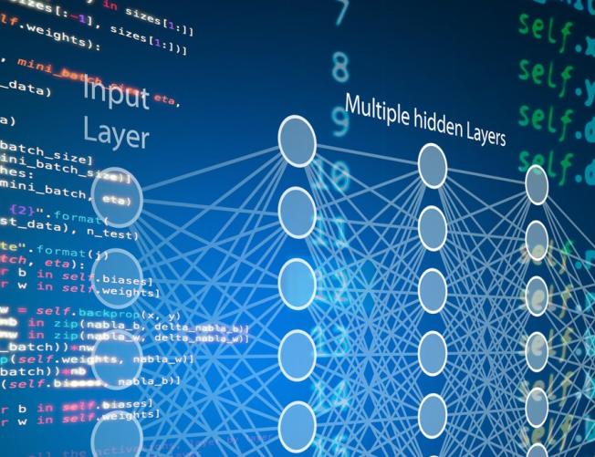 Machine Learning: colorful lines of data showing input layer
