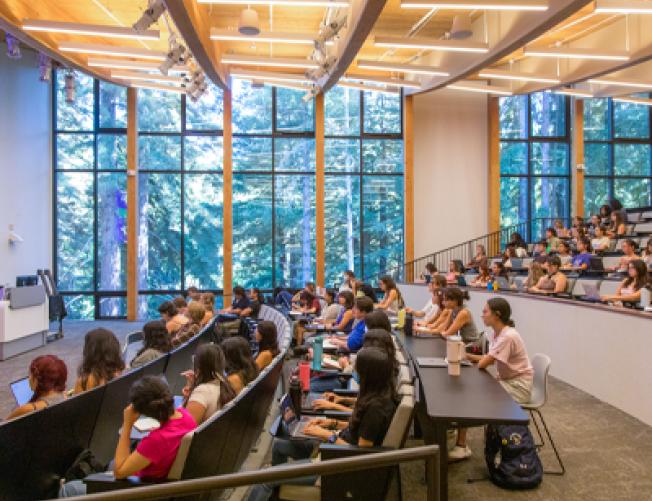 Lecture hall at UC Santa Cruz filled with students