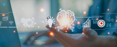 AI Strategies - Image shows open palm holding graphic images