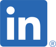 LinkedIn logo which just says in against a blue background