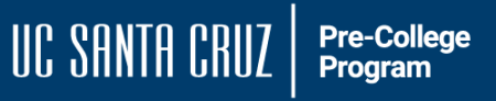 UCSC Pre-College Program Logo, blue background white text