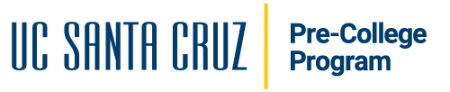 UCSC Pre-College Program Logo, white background blue text