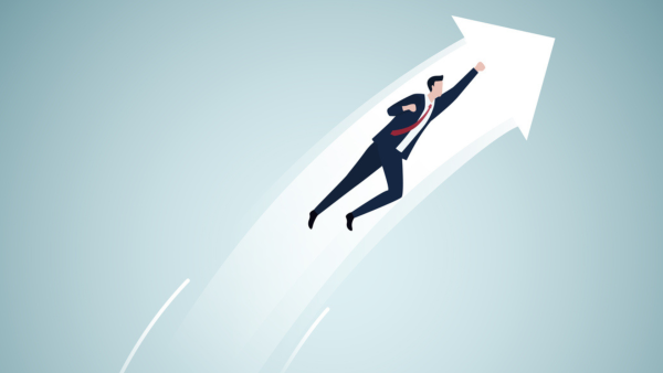 Illustration of man being sprung forward.