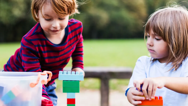 children playing with blocks.