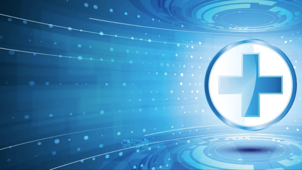 Blue and white medical cross