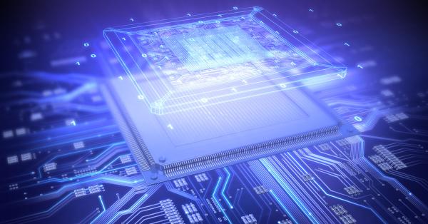computer chip with violet overlay
