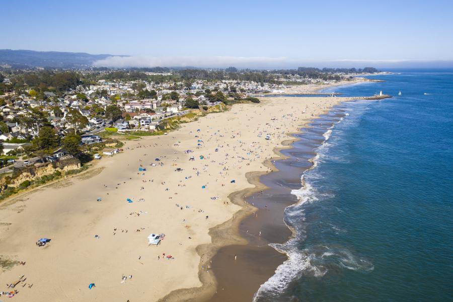aerial image of Seabright Beach, Santa Cruz